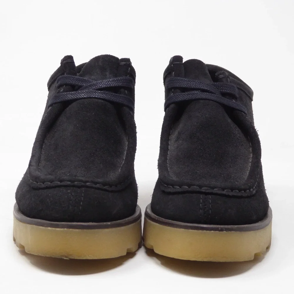 Clarks Women Originals Wallabee Shoes Boots Black Suede Heeled Platform 6.5M